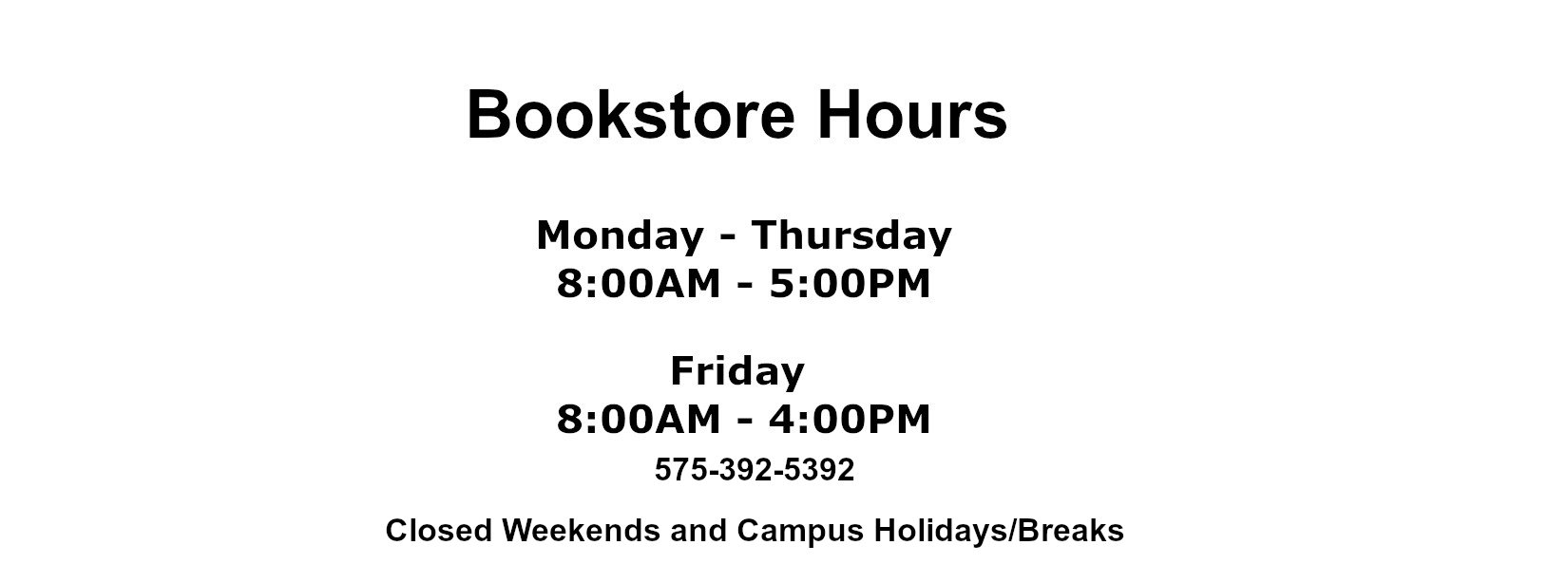Bookstore hours